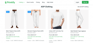 Printify print on demand clothing and other products