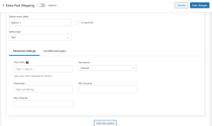 option configuration expanded