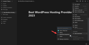 WordPress integration connection