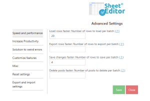 wp sheet editor configuration